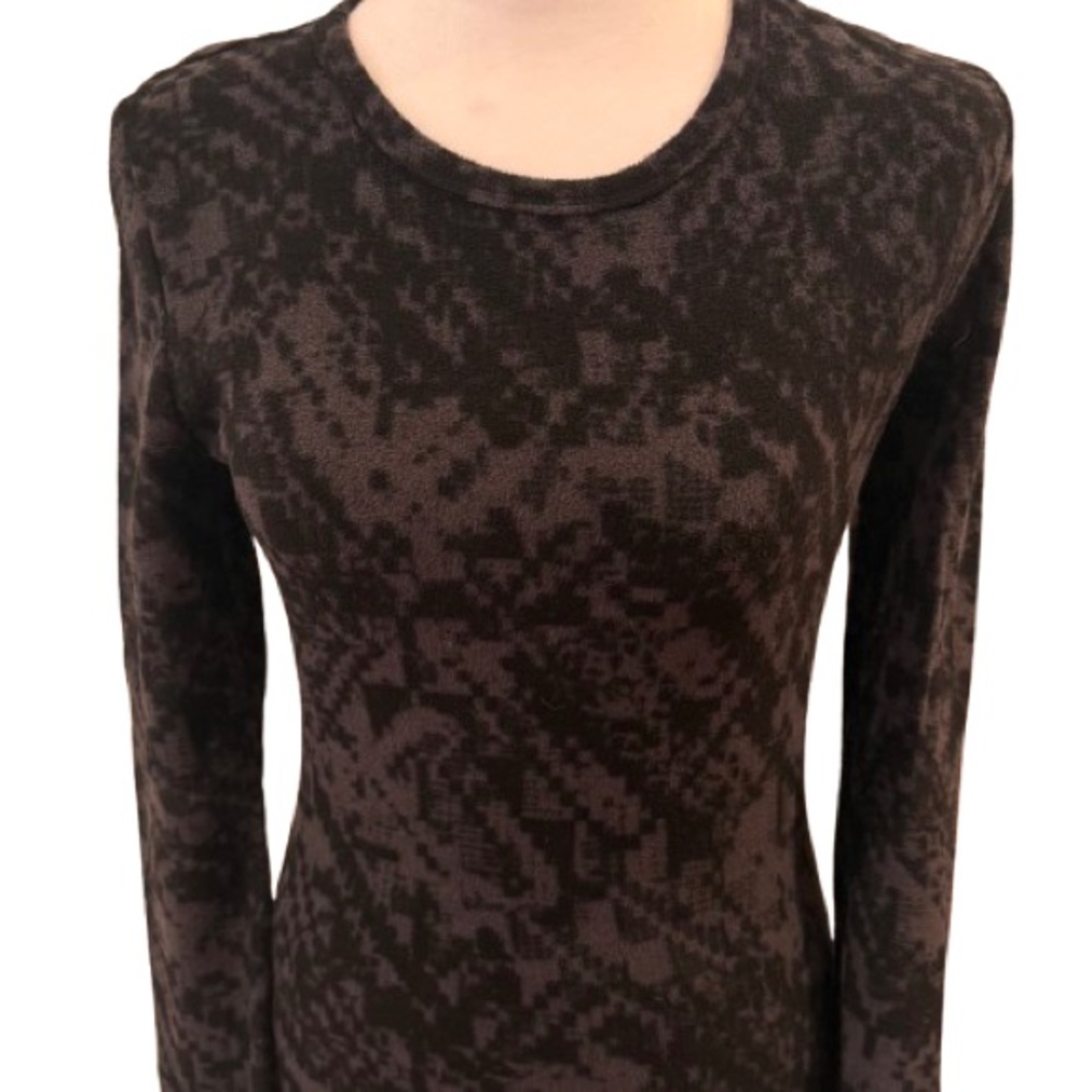 Cuddl Duds Black/ Grey Fitted Long Sleeve Blouse
